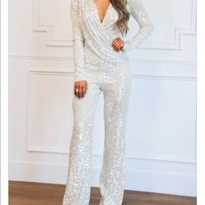 SEQUIN JUMPSUIT: CHAMPAGNE